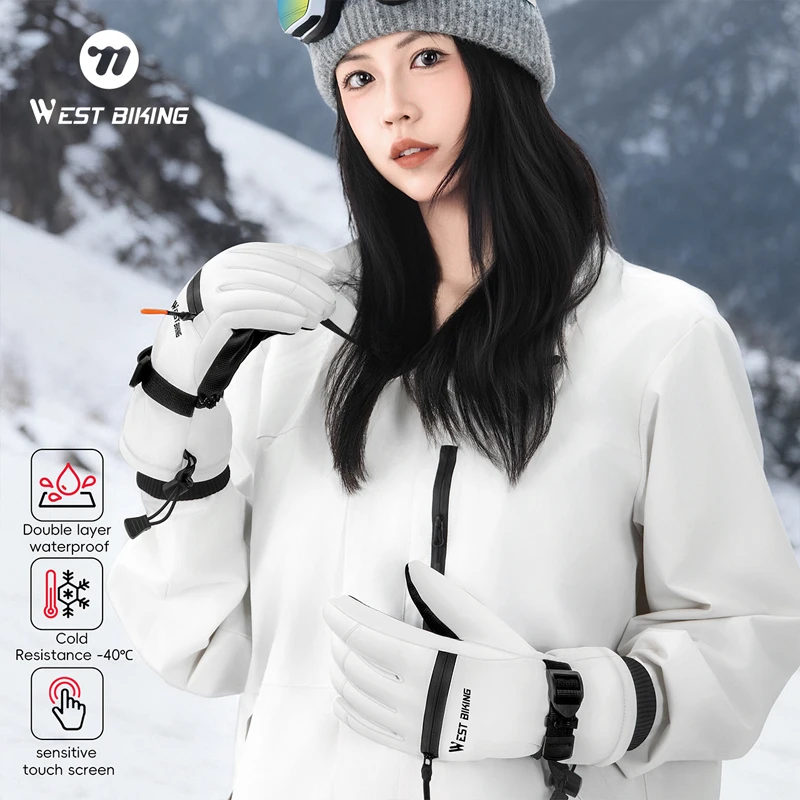 غرب ركوب الدراجات الشتاء قفازات التزلج في الهواء الطلق الحرارية لمس قفازات الرياضة الدراجات الجري التزلج الرجال النساء قفازات دافئة مقاومة للماء