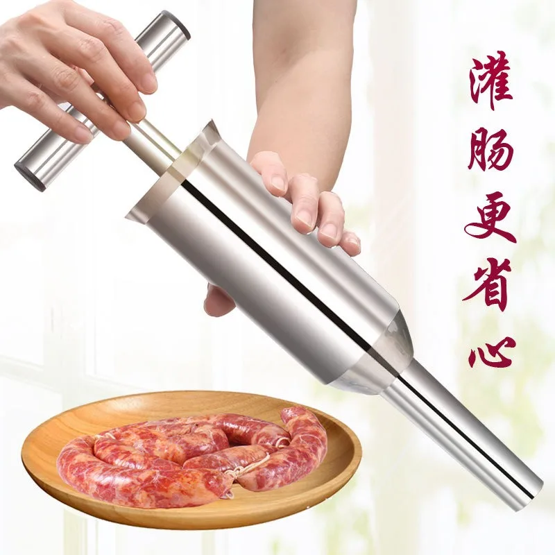 304 Stainless Steel Manual Sausage Stuffer, Household Hand Push Sausage Maker Tool