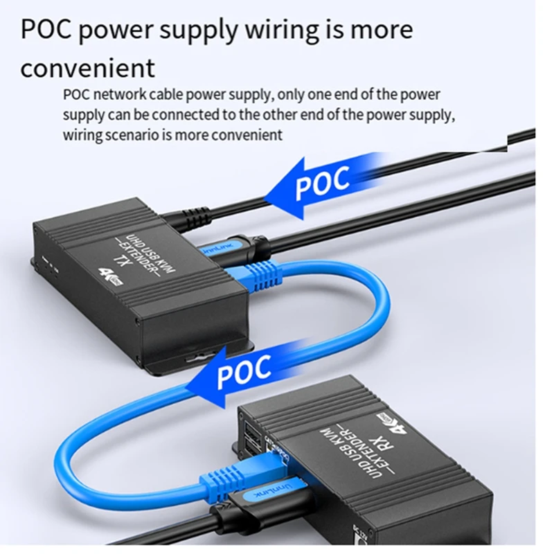 4K 60Hz -Compatible KVM Extender Over IP Rj45 Cat6 USB Ethernet Extender 60M/196FT For NVR Camera Monitoring EU PLUG