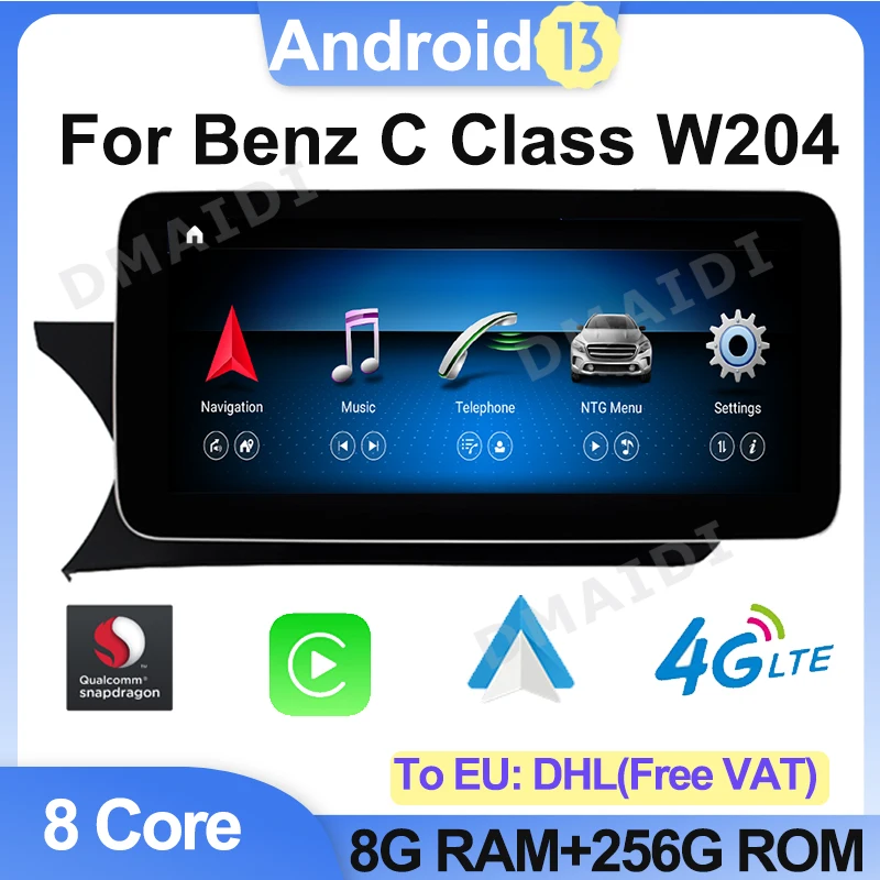 

10.25" 12.5" Android 13 Snapdragon Car Radio For Benz C/V Class W204 W205 GLC X253 Video Player GPS Navigation Blue-tooth Screen