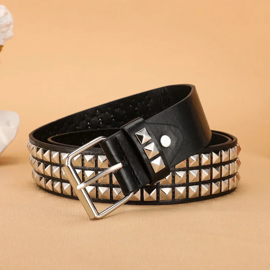 Trendiger Nietengürtel, Heavy-Metal-Gürtel für Männer und Frauen, Punk-Nachtclub-Rock-Stil-Gürtel, Jeansgürtel, Y2K-Gürtel, modische Dekoration, Damengürtel – Detail 2