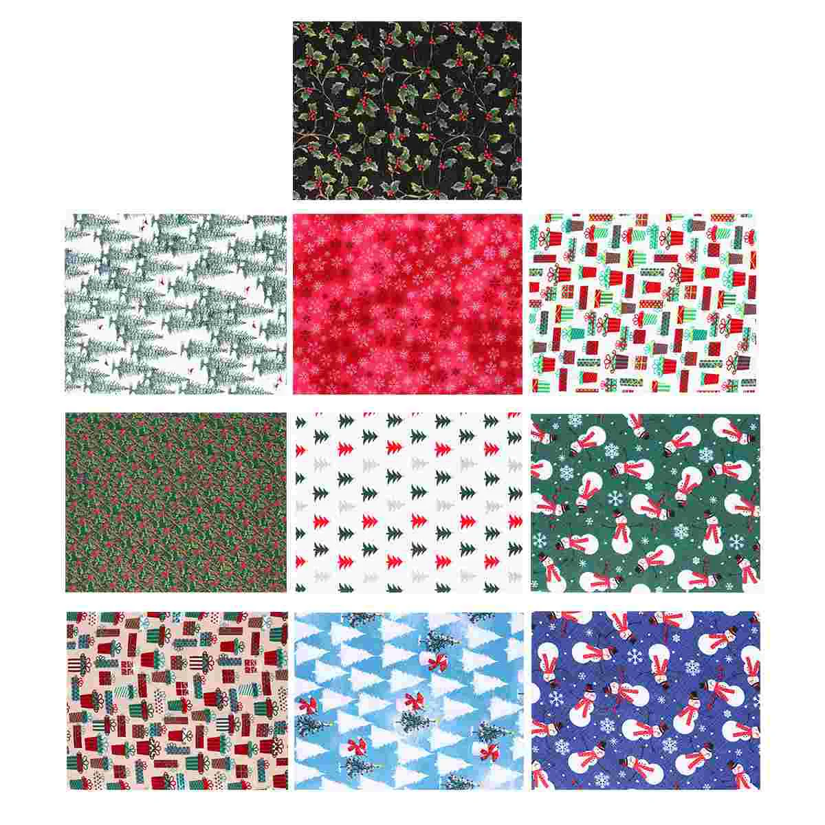 10 Sheets Christmas Cloth Group Head Small Floral Cotton Fabric by The Meter Fabrics Per Liquidation for Patchwork Earrings