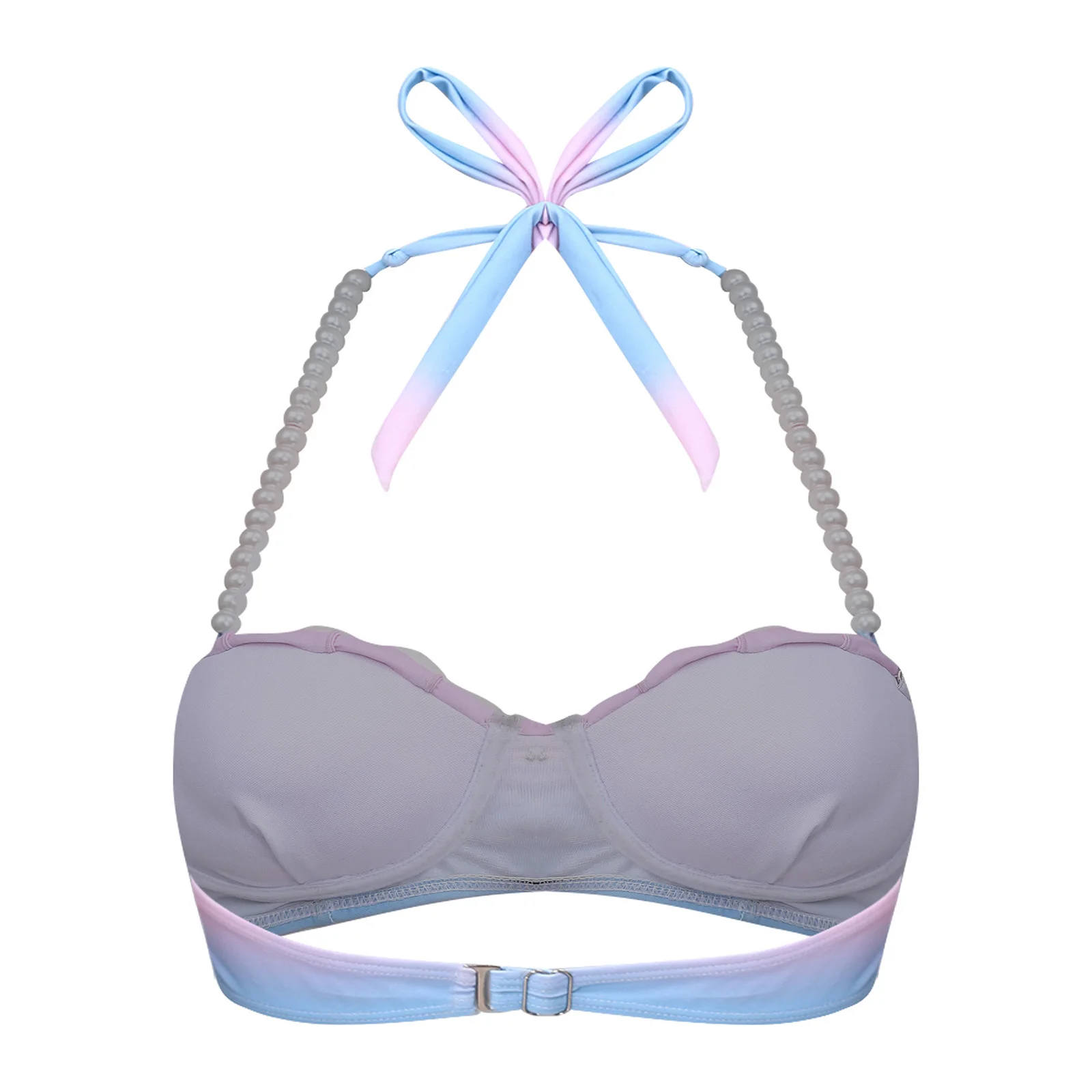 Women Halter Push-up Underwire Shell Shape Cup Swim Bra Bikini Swimwear for Beach Pool Sunbathing Halloween Mermaid Theme Party 3