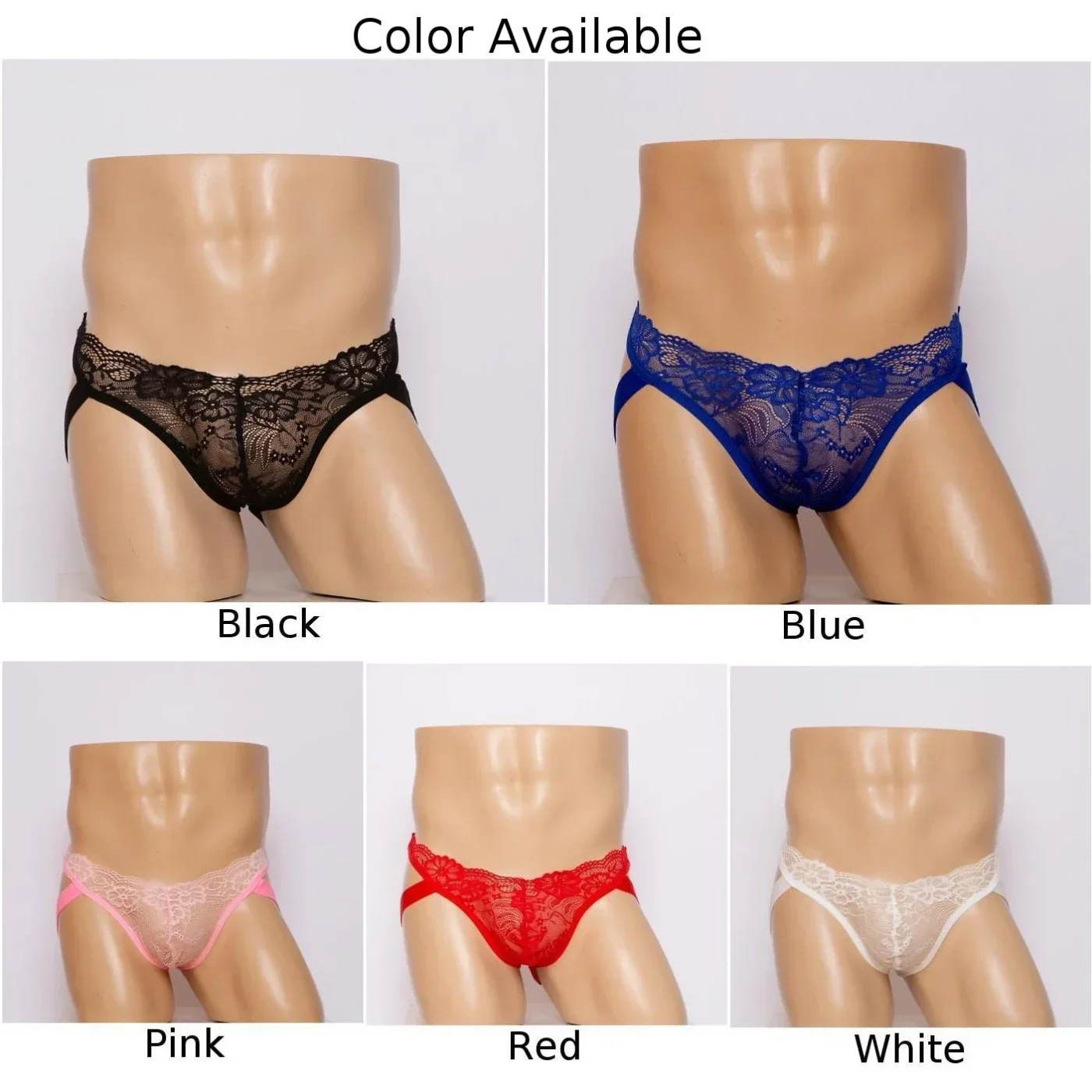 See Through Panties Sissy Open Butt Underwear                         Men Sexy Lace G-String Jock Strap Lingerie Underpants