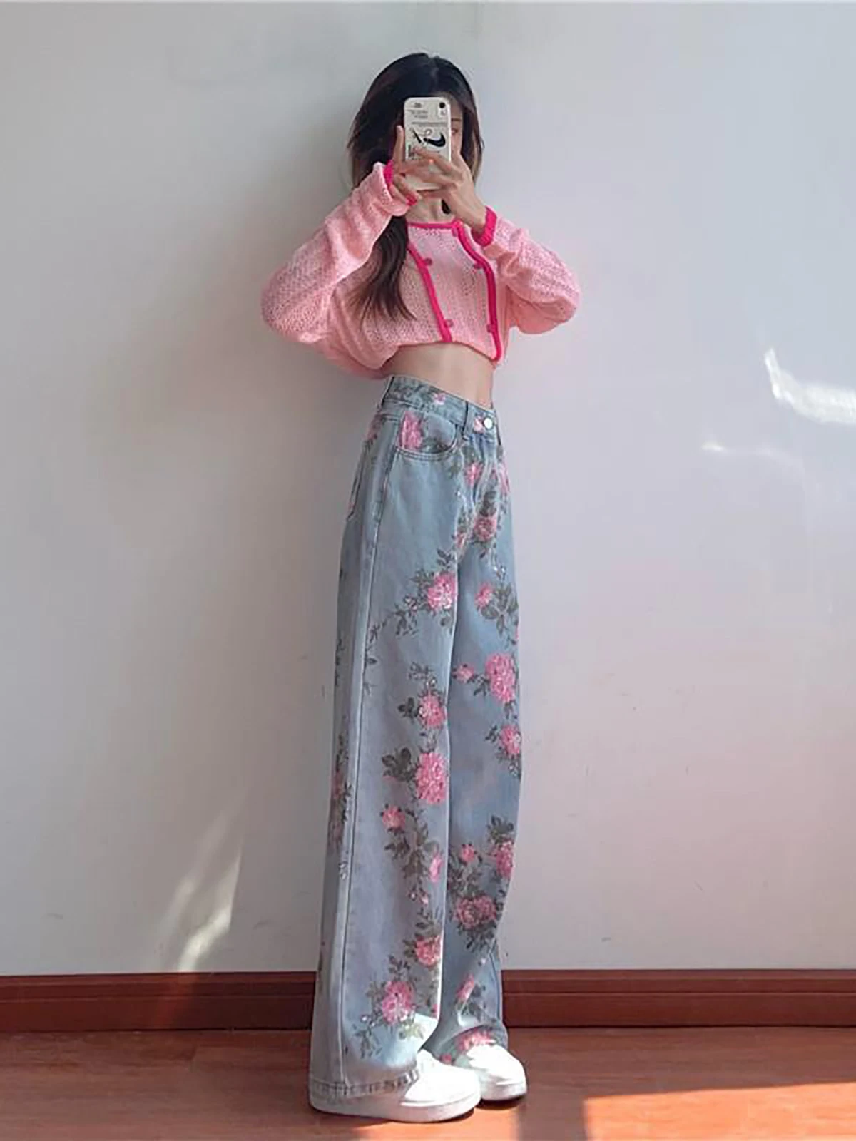 

Retro Sweet Spicy Women's Jeans High Waist Loose Straight Leg Wide Leg Pants Summer New Design Slimming Trendy Girls