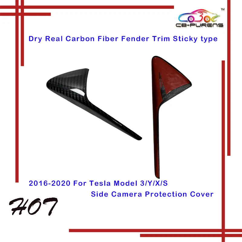 

2016-2020 для Tesla Model 3/Y/X/S, защитная крышка для боковой камеры, накладка на крыло из настоящего углеродного волокна, аксессуары для модификации автомобиля