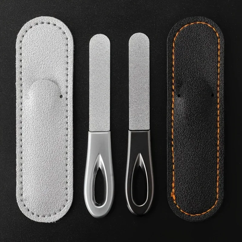 مبرد أظافر من الفولاذ المقاوم للصدأ على الوجهين، مبراة وأداة تلميع للأظافر السميكة والصلبة، شريط مانيكير، غير معطر، ملحقات رعاية