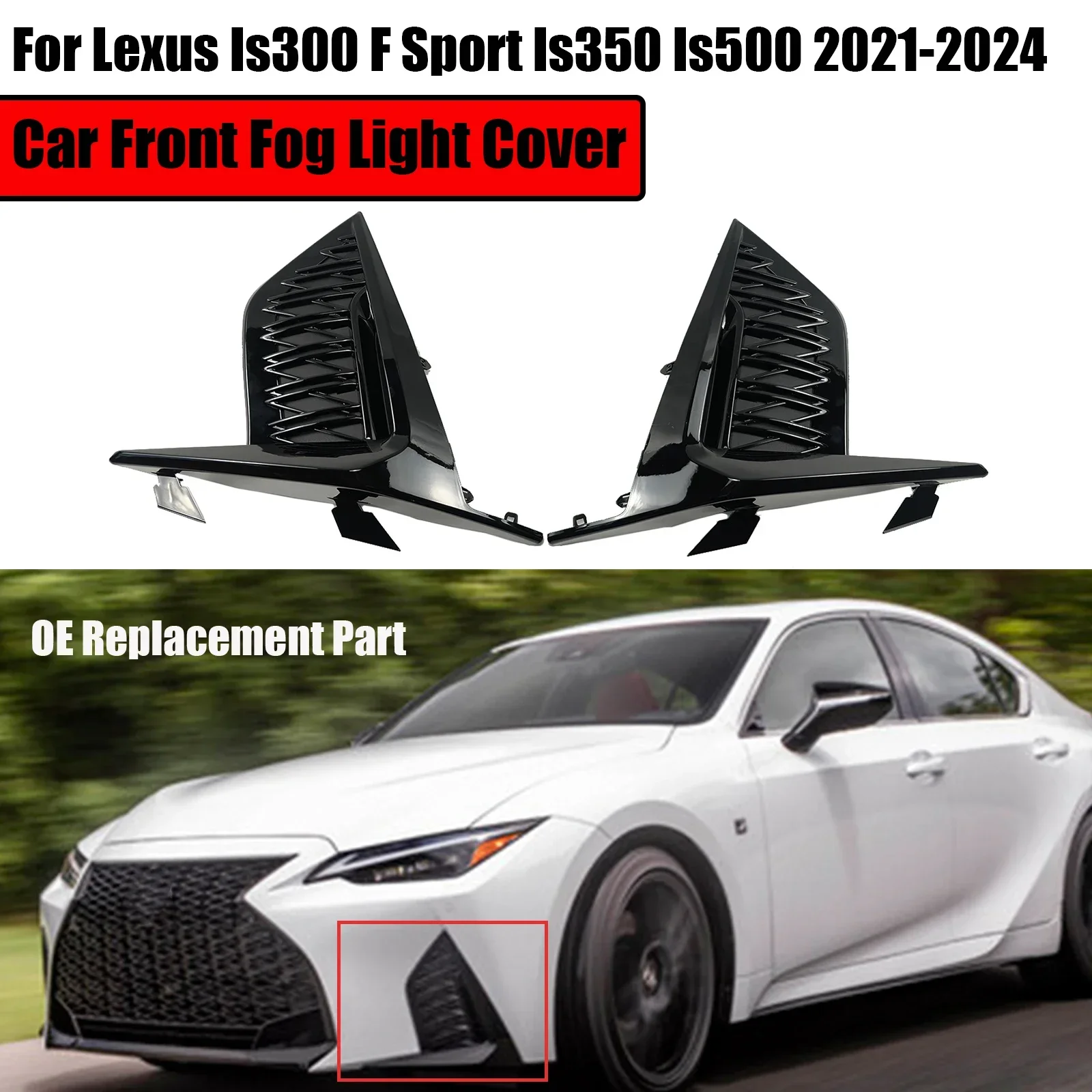 For Lexus is300 F Sport is350 is500 2021-2024 Car Front Fog Light Cover Car Accessories Body Kit Glossy Black Lamp Trim New