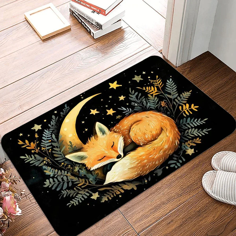New Arrival Cute Fox Print Doormat Anti-Slip Absorbent Bathroom Rug Autumn Animal Theme
