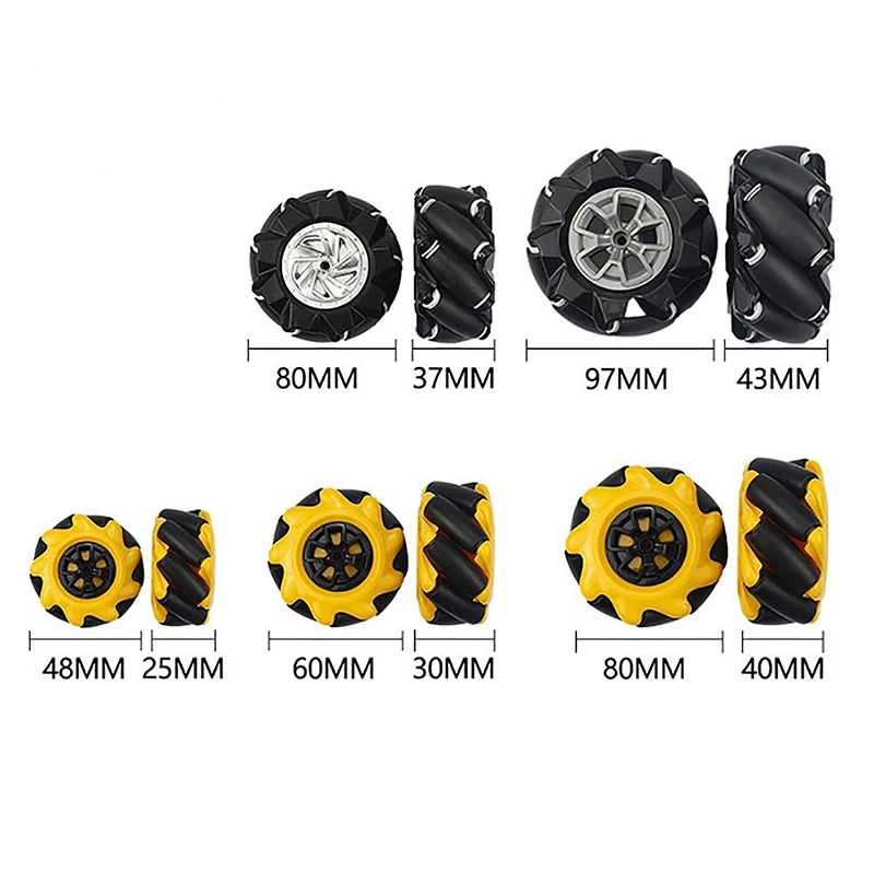 1pcs/lot 48mm 60mm 80mm 97mm High Hardness Plastic Mecanum Wheel Omni-Directional for TT Motor Smart Robot Car with 6mm hubs