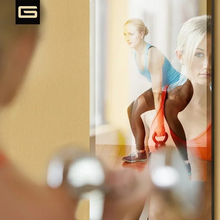 Metafit 32-Zoll Magic Digital Home Glaswand-Bodenübung Smart Mirror Fitness mit Kamera Fitnessstudio mit Griff