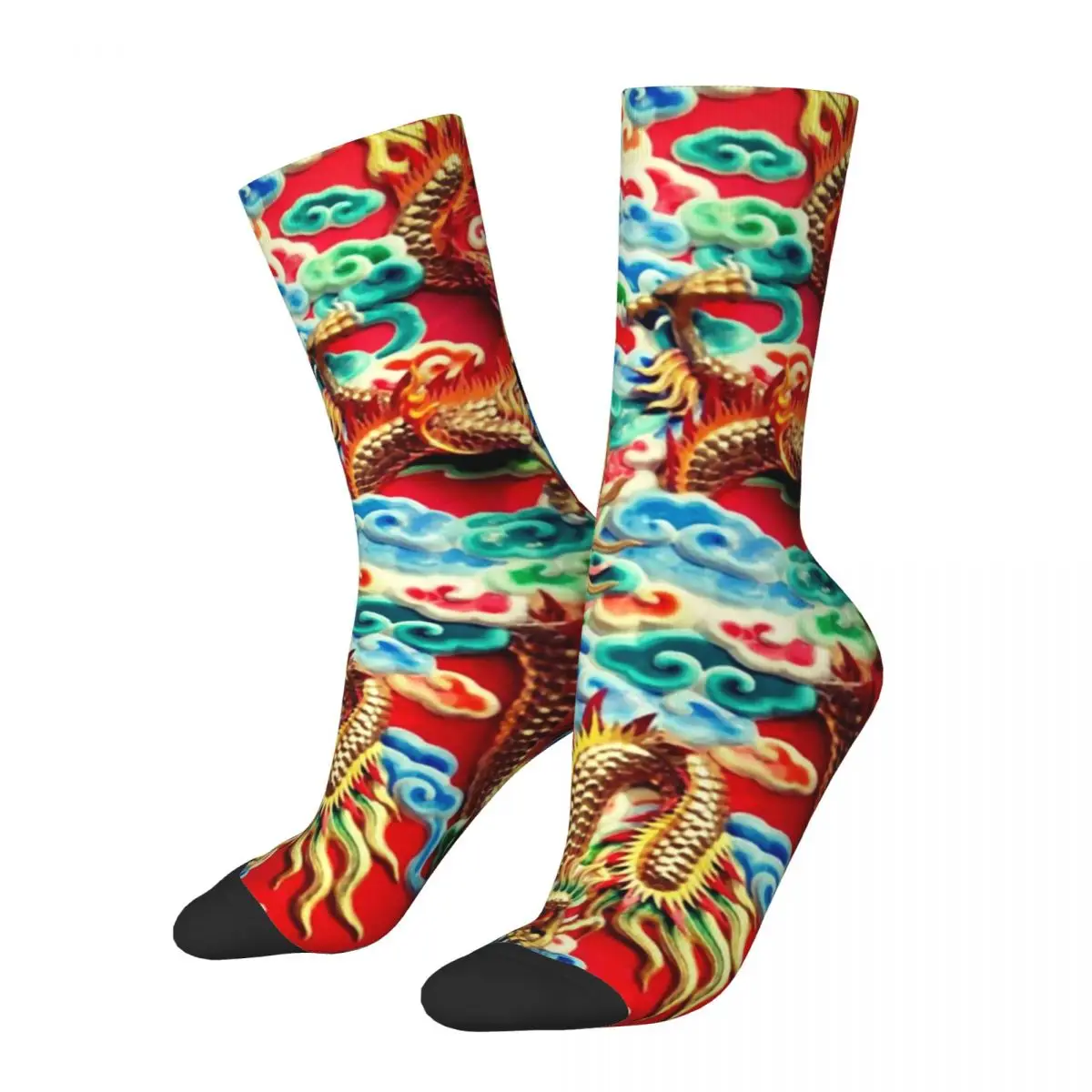 Gold Chinese Dragon Stockings Girls Mythical Animal Socks Medium Soft Funny Socks Autumn Cycling Non Slip Custom Socks Gift