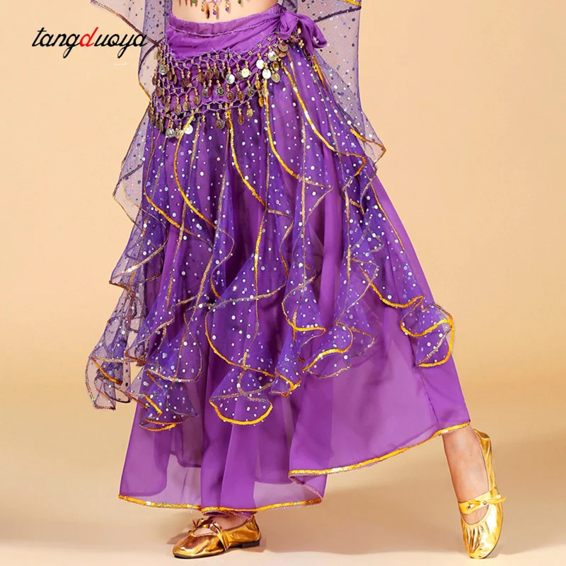 Adult Bling Belly Dance Sequins Skirt for Women Stage performance Costume Festival Cosplay Rave Dancewear Half-length skirt ﻿
