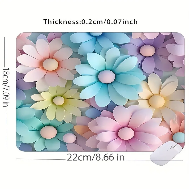 Süße bunte Blume kleine Mauspad Gamer Computer Kawaii Matte Mousepad Schreibtisch 24x20cm Mauspad Gaming Zubehör Geburtstagsgeschenk