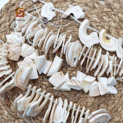 Natural Shell Slice Loose Beads,White Conch Sea Snail Top Drilled Slab Nugget Necklace Pendants Summer DIY Boho Jewelry Making