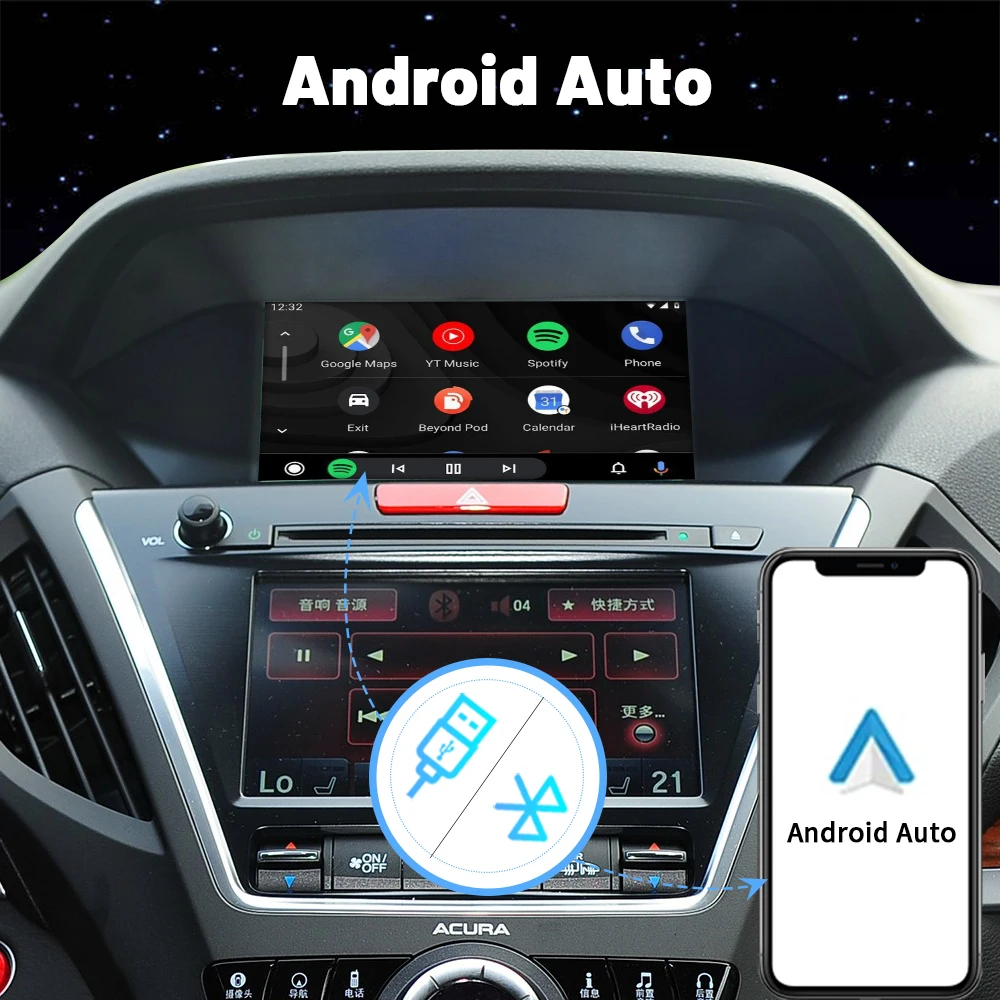 Car Ai Box Wireless Apple Carplay Android Auto For Acura YD3 MDX RDX TLX ILX RLX Honda Odyssey Original Screen Support Mirroring