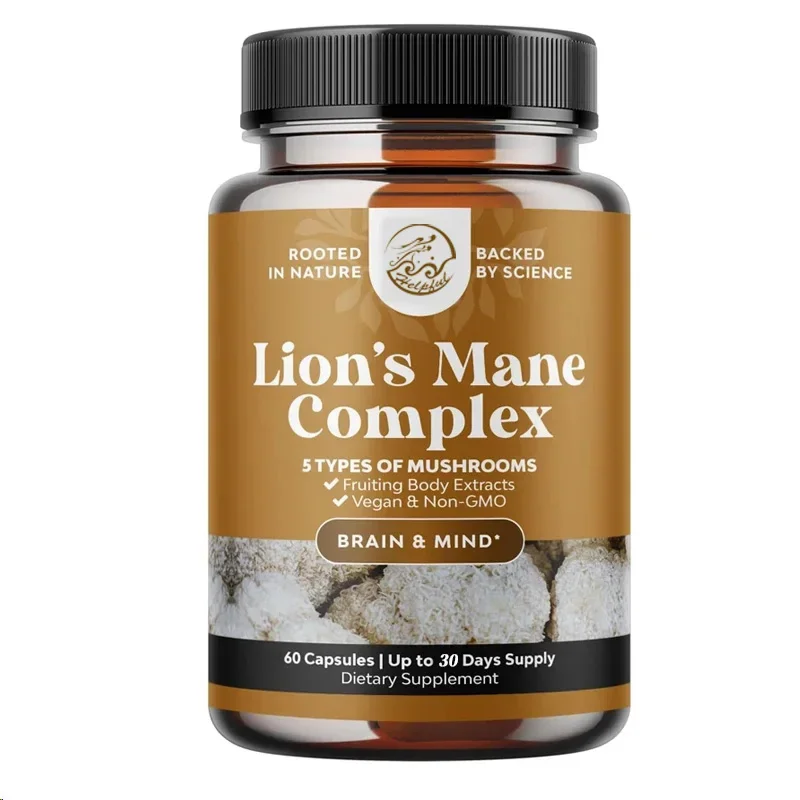 Lion Mane, 5-fold Fruit Mushroom Complex, White Birch Mushroom, Shiitake Mushroom, and Ganoderma Lucidum 60 Capsules