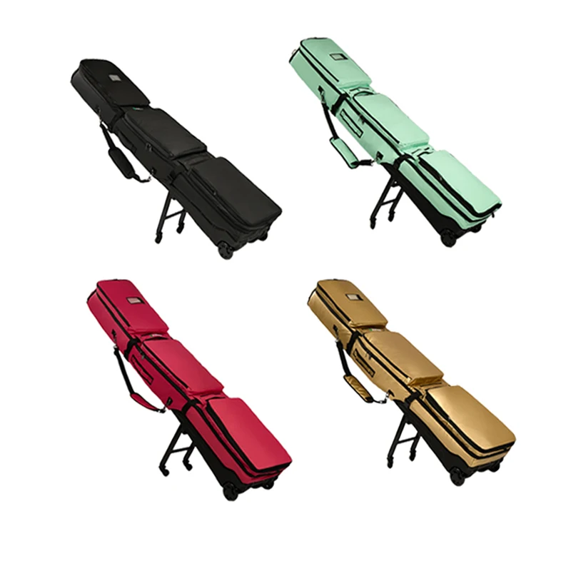 4-Wheel Height-Adjustable Snowboard Bag, Multi-functional Dry Wet Separation Travel Bag with Stand, Durable Waterproof Storage