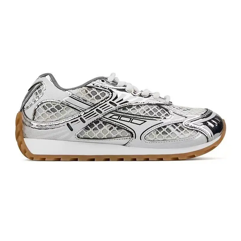 

Silver-Tone Sneakers for Men and Women Casual Dad Shoes Large-Size Running Shoes