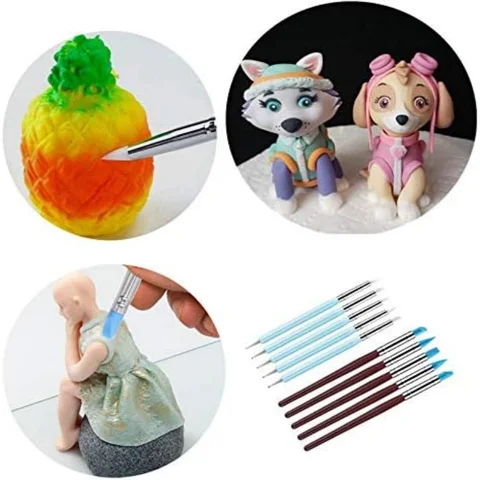5/10 st silikonlera skulpteringsverktyg för penselmodellering prickar nagelkonst keramiklera verktyg DIY carving skulpteringsverktyg 10 best sales texturerade konstverktyg - №8