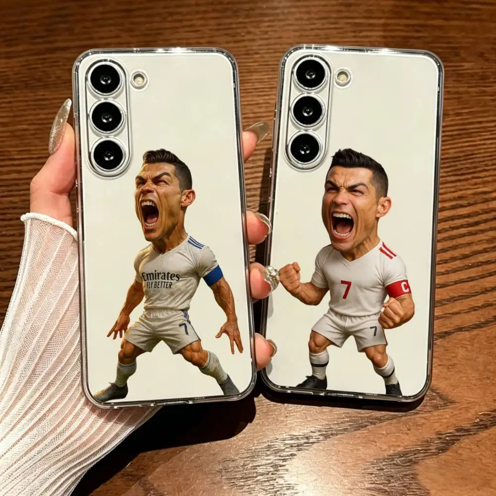 Capa de Telefone Transparente e à Prova de Quebra com Impressão do Superastro do Futebol CR7 para Samsung Galaxy A73/A72/A71/A53/A52/A51/A22/A91/A80