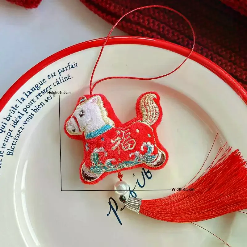 Peluche Cavallo Peluche Bambola Appesa Decor Morbido Pony Ciondolo 12 cm Anno del Cavallo Mascotte Portachiavi Pony dai Capelli Lunghi