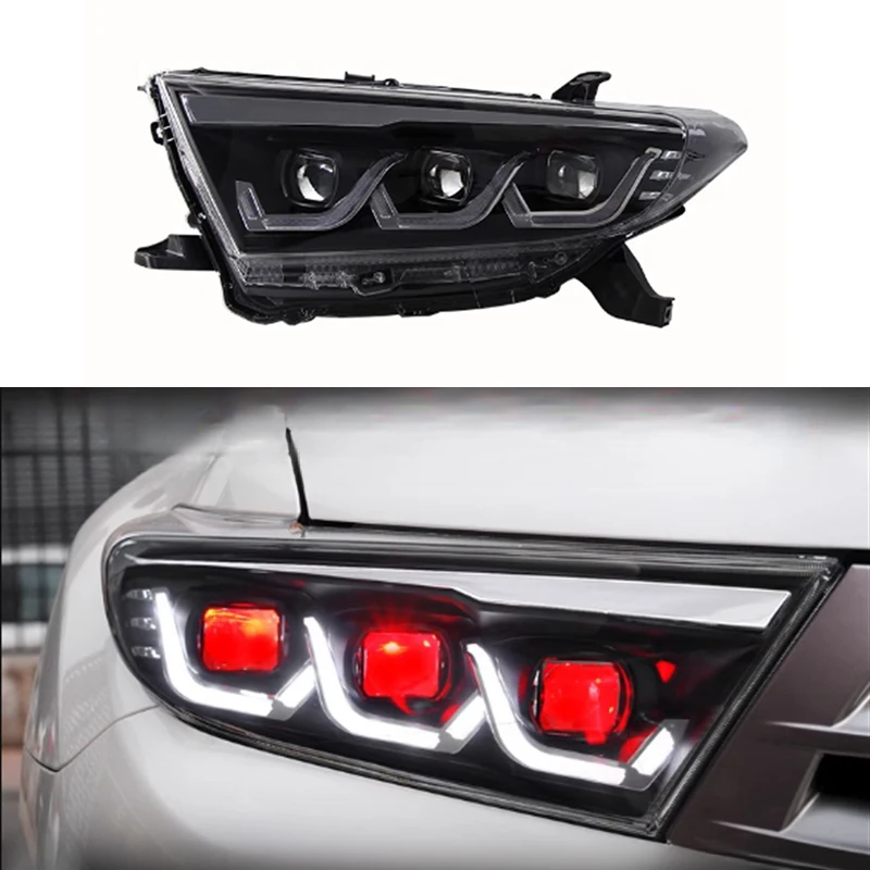 

For Toyota Land Cruiser 12-14 Evil Eye Crystal LED Headlight Front Head Light Orginal Style with Signal Light Headlamp