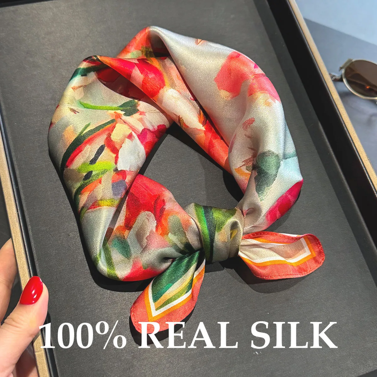 

Роскошный шарф с принтом, бандана из 100% натурального шелка, женские квадратные шарфы, повязка на голову шелковицы, хиджаб, шали, платок, головной платок Echarpe