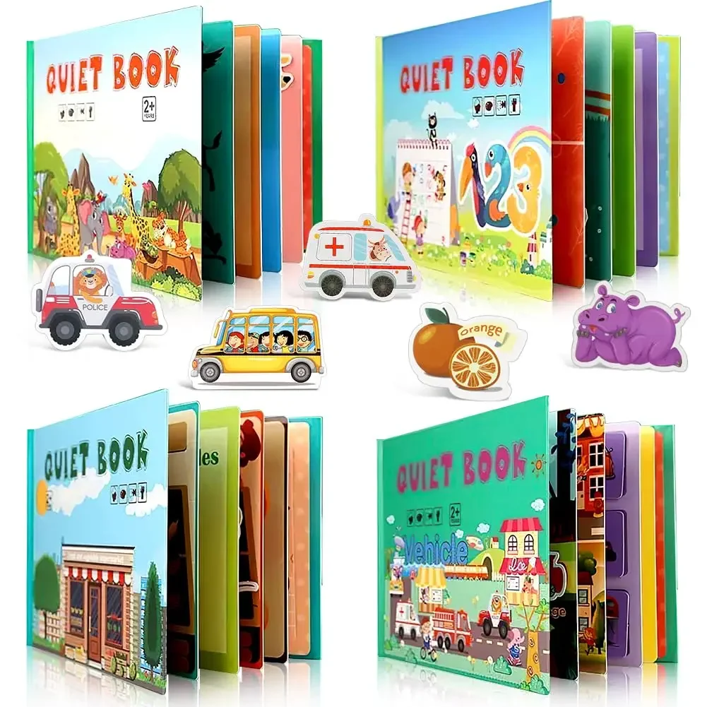 Livre calme Montessori pour enfants, jouet dos de bébé, pâturage, friut, jeu d'allumettes d'animaux, jouet autocollant pour enfant, livre occupé, cadeau