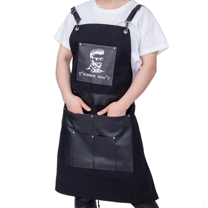 

A22F-Salons Hairdressing Cape For Hair Cutting Apron Oxford Buga Barber Pocket Hair Cutting Dyeing Cape Hairdresser Antifouling