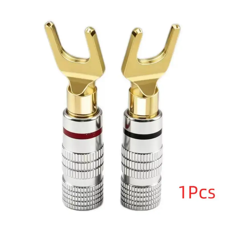 1Pcs Audio Speaker Plugs Gold Plated Y U Shape Banana Plug Screw Fork Spade Cable Wire Connector