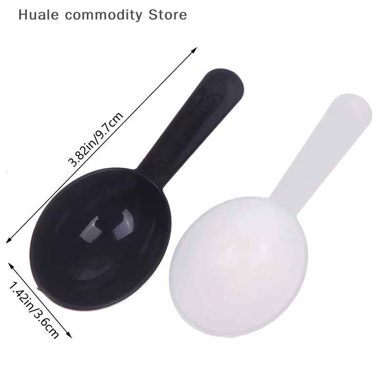 Cuchara medidora blanca y negra, cuchara medidora de plástico de 7g y 15ml, cuchara para leche en polvo, contenedor de granos de café, 10 Uds.