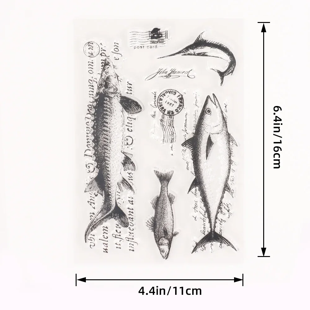 1 szt. Pieczęć silikonowa z motywem rybnym, notatnik do dekoracji dziennika, do rękodzieła do wycinania albumów, materiały tworzenie kartek,