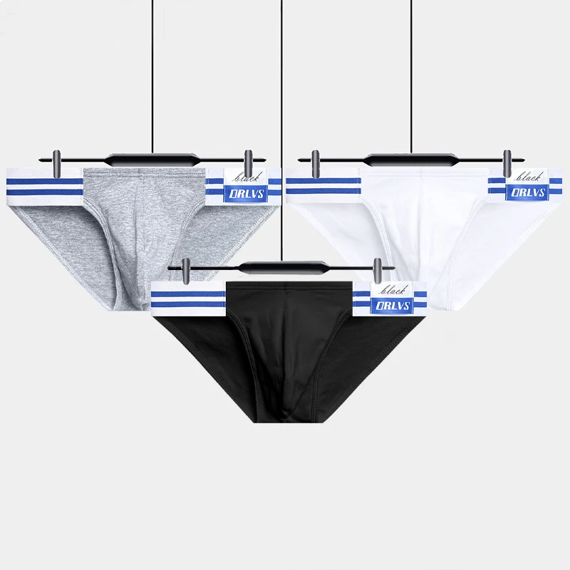 1/2/3/4 SZT. Męskie slipy, letni hit, wysokie wycięcie, trójkątne majtki, bawełniana tkanina, bikini, granatowe paski, elastyczna gumka, bielizna