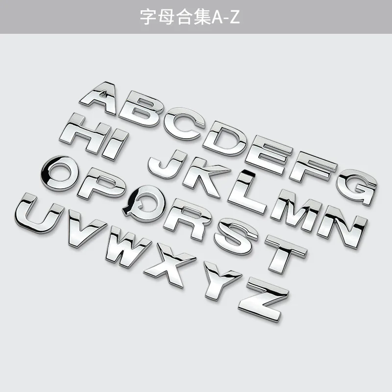 2.5CM English Number Car Sticker Personalized Letter Decal Black Silver Badge for Trunk Tail