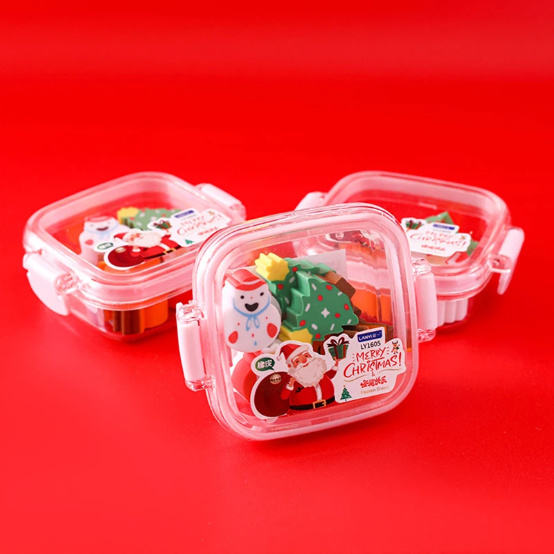 Kerst Gummen Cadeauset Studenten Briefpapier Schoolbenodigdheden Leuke Cartoon Gummen Geschenken