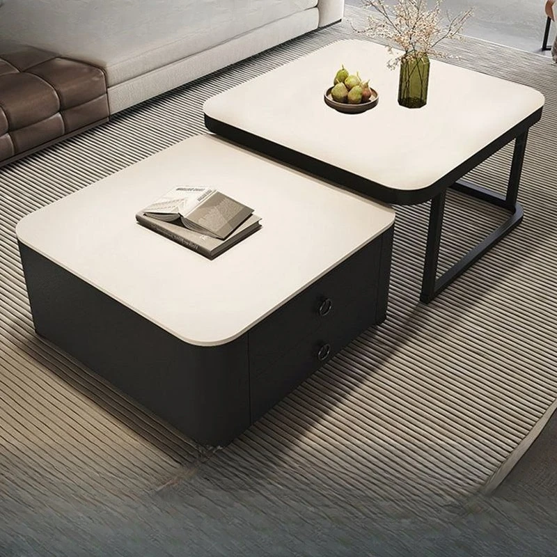 

Slate coffee table living room household square new modern simple pulley telescopic coffee table Internet celebrity