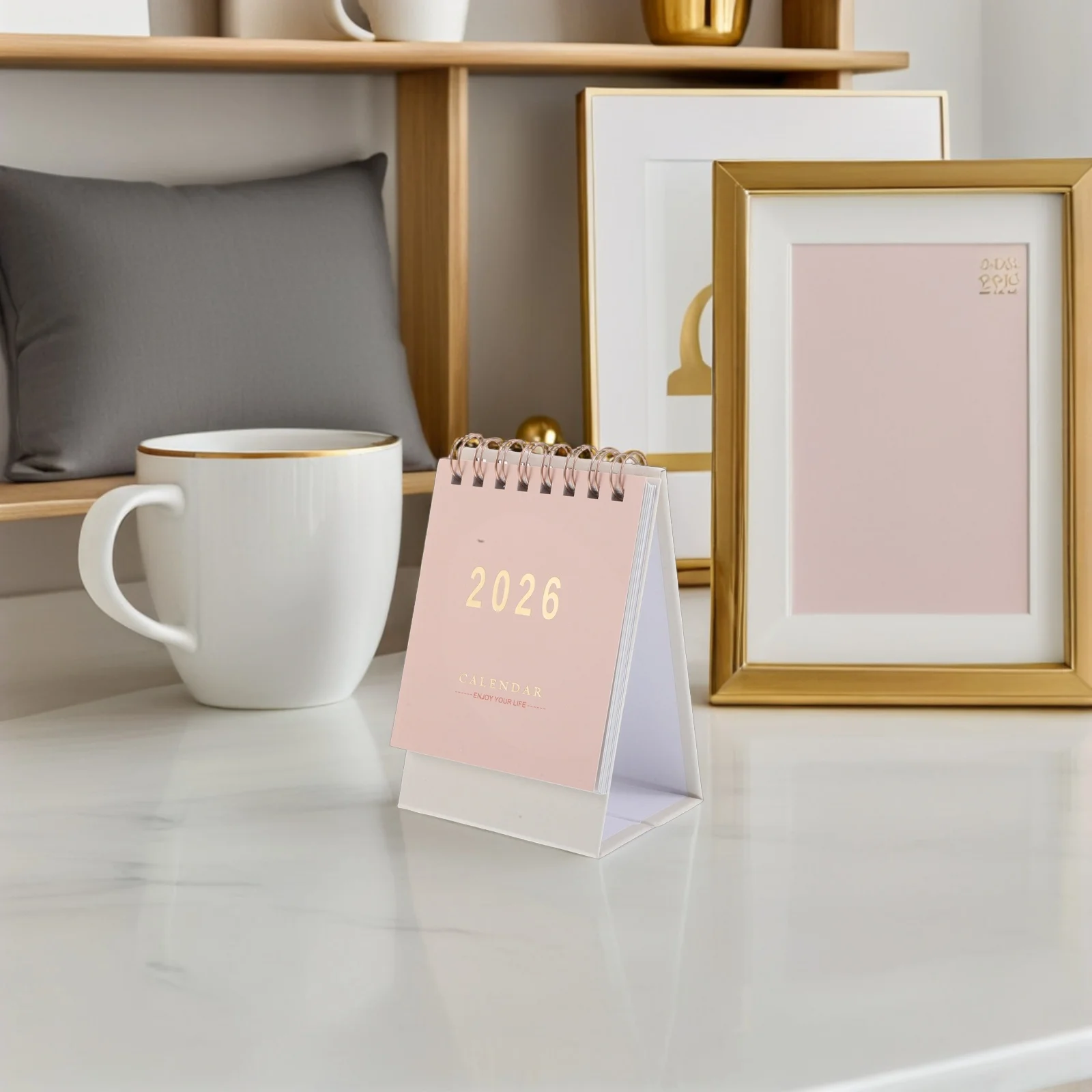 2026 Mini calendario da tavolo Pianificatore mensile leggero e portatile con vibrazione per la pianificazione dell'home office Mini calendario da tavolo