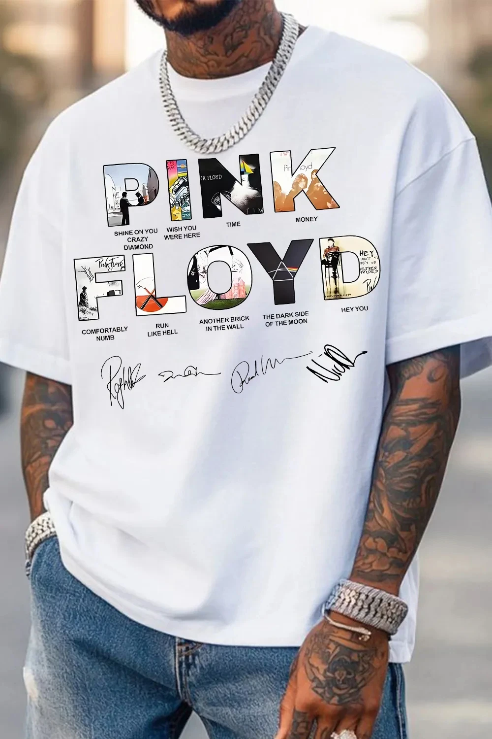 2026 Pop Pink Floyd Grafik Baumwoll-Band-T-Shirt Unisex Sommer Kurzarm Mode Marken-Shirt Luxus Casual Vintage Tee – Detail 7