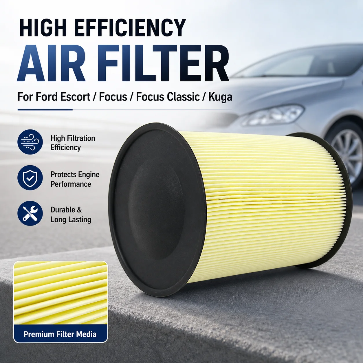 High Efficiency Air Filter Replacement Durable For Ford Escort Focus Classic Focus Kuga Car Accessory