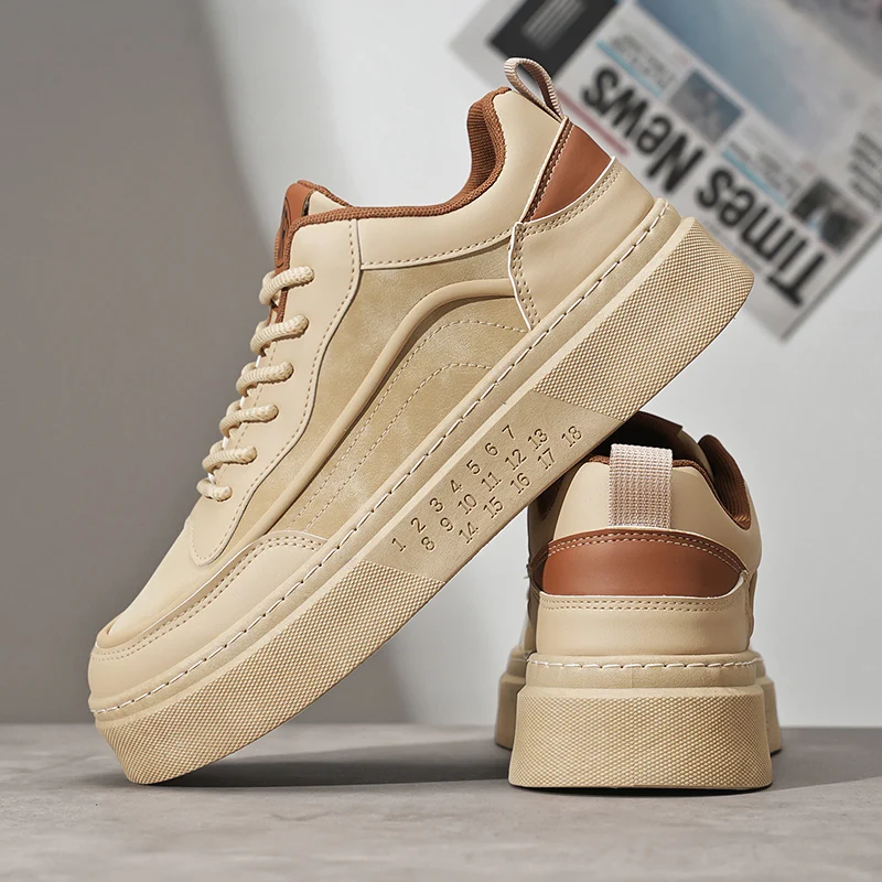 

2025 Spring Men's Sneakers High Quality Designer Comfort Platform Shoes Outdoor Men's Casual Lace-up Non-slip Vulcanized Shoes