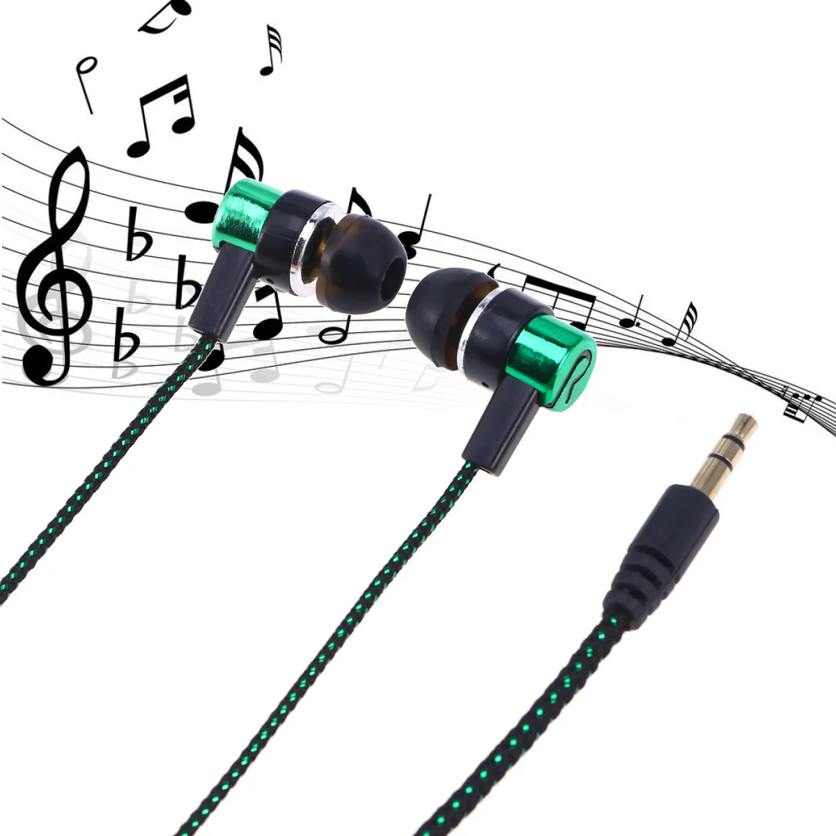 

Heavy Bass in-Ear Earphone Green 3.5mm Plug Noise Cancelling Headset Stereo Sound Music Earbuds Headset Earphone