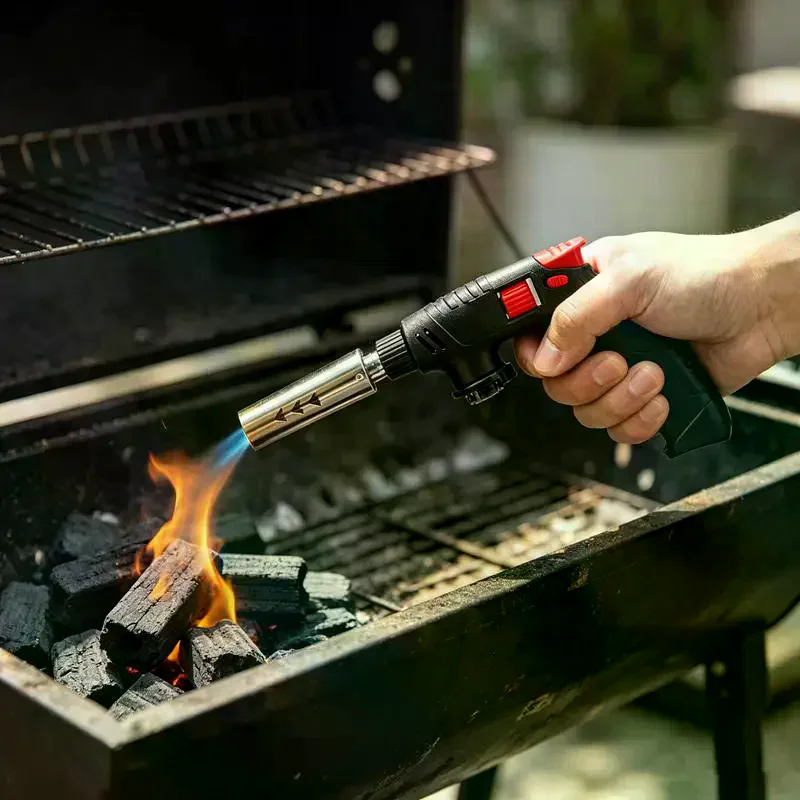 Extended Butane Gas Blow Torch Long Tube Anti-scald Handle for Outdoor Camping BBQ Welding Cooking
