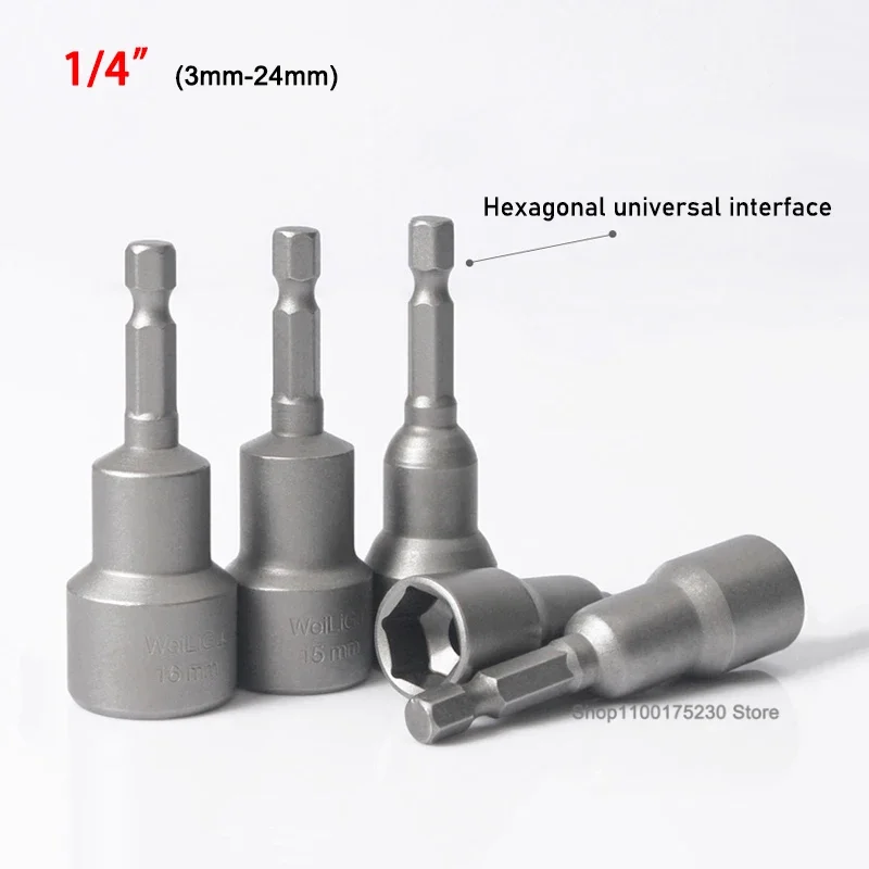 

3-24mm impact Socket Magnetic/Non-magnetic Nut Screwdriver 1/4 hex key Drill Bit Adapter for Power Drills Impact Drivers Socket