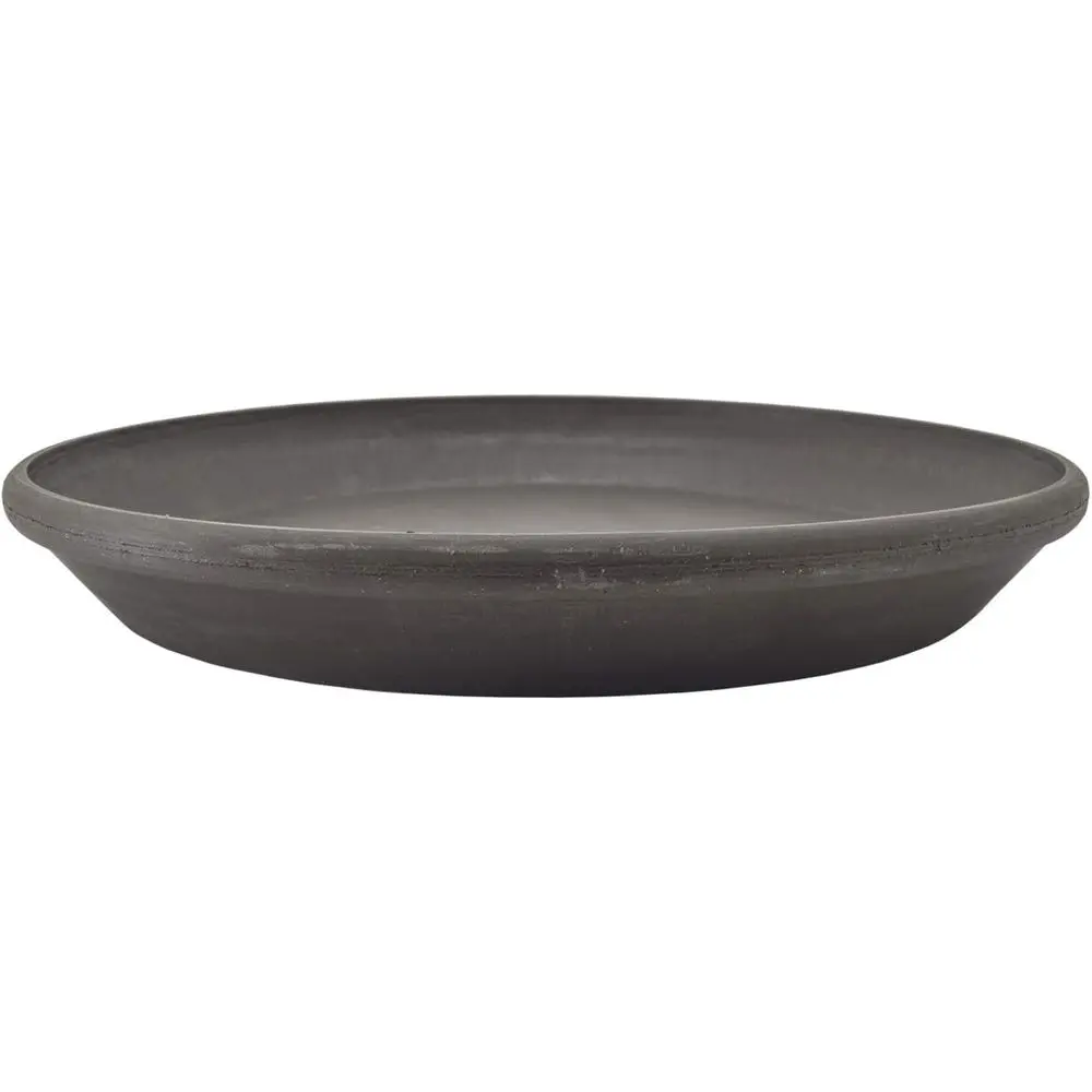 14-inch Plastic/Stone/Wood Composite Plant Drip Tray – No Drainage, Indoor/Outdoor Water Basin, Charcoal