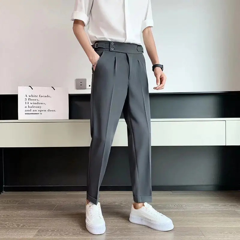 

2023 Spring Autumn Business Dress Pants Men Elastic Waist Fabric Casual Trousers Formal Social Suit Pant Costume Homme Y13