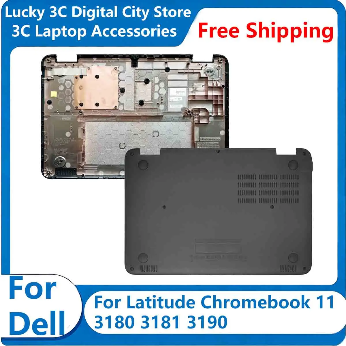 New ForDell Chromebook 11 3180 3181 3190 Laptop Cover Bottom Case With Rubber Foot Pad Original Computer Accessories 0YJDF3