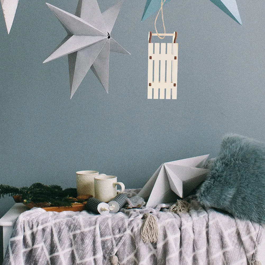 

6Pcs Unfinished Wood Sleigh Ornaments Mini Wooden Sled Craft Christmas Tree Decorations Xmas Desktop Sled Adornments