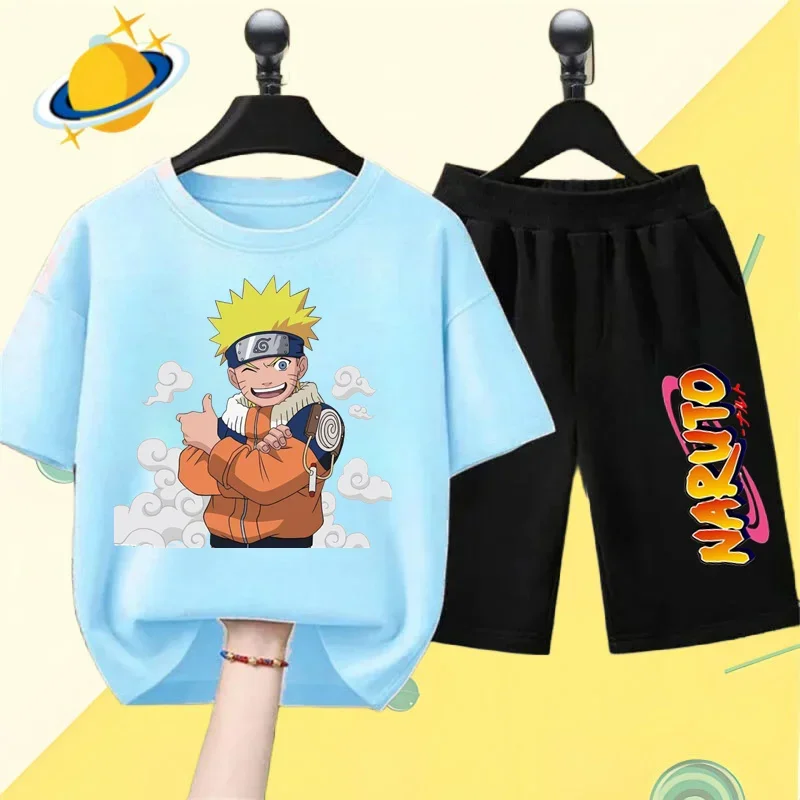 Cartoon Anime Naruto Kids t-shirt Set ragazzi ragazze Blazer Casual pantaloncini a maniche corte Harajuku stampato baby shirt estate y2y