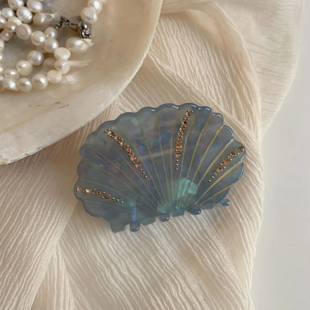 

Acetic Acid Acetate Shell Hair Claw Jewelry Acrylic Shell Shark Clip Hair Accessories Shiny Rhinestone Crab Clip